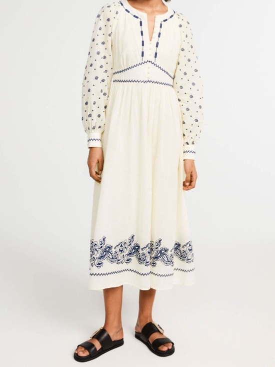 Claudie Pierlot Dresses & Skirts - Cream Embroidered CLAUDIE Pierlot Paris  Boho dress